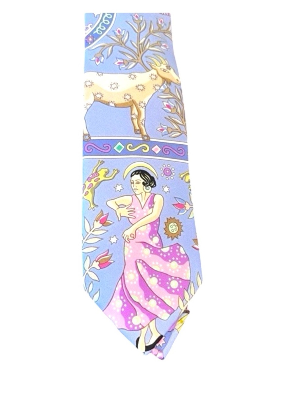 Hermès Vintage Graphic Tie Lavender Multi-Colored Pattern 100% Silk - Picture 2 of 8